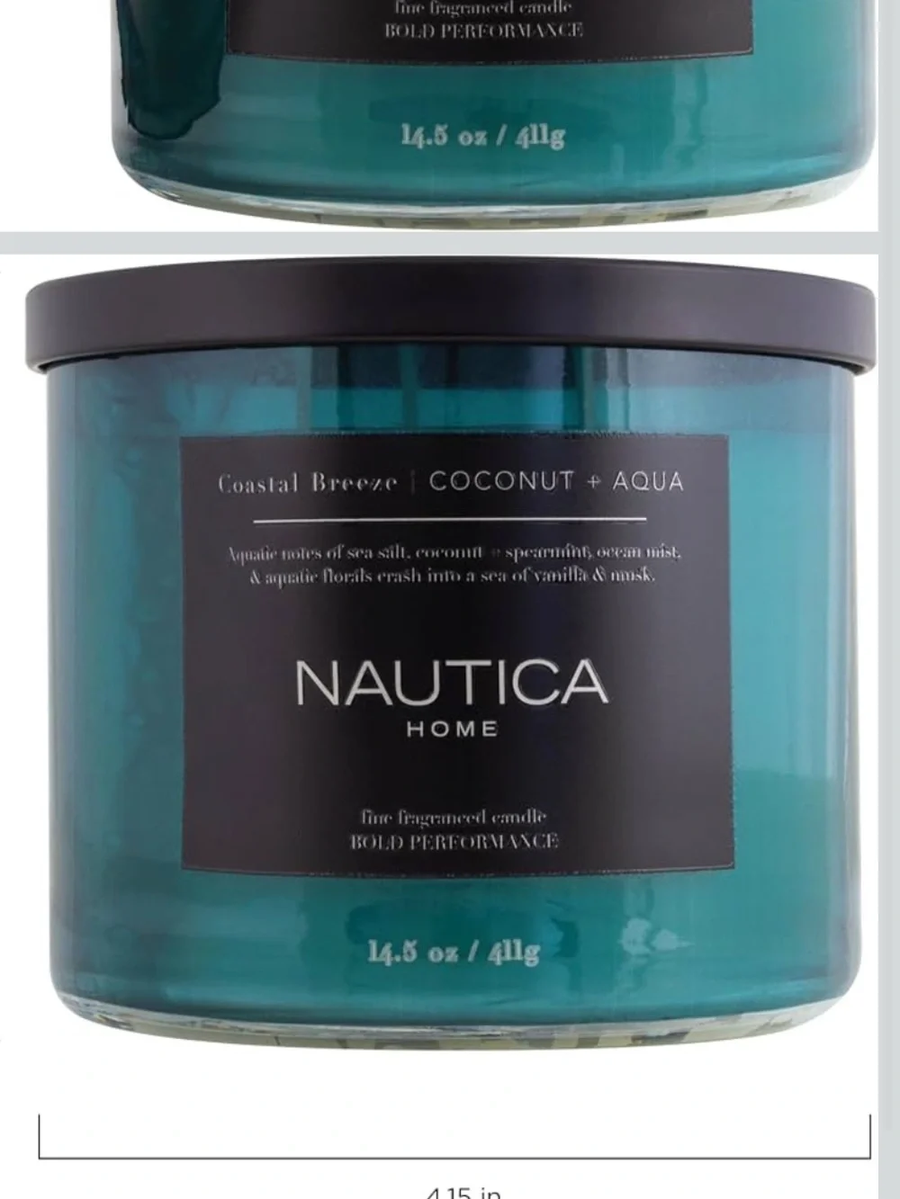 Nautica Coastal Breeze Coconut & Aqua  14.5 oz 3-wick soy wax blend candle new